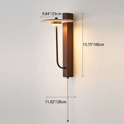Solid Column Travertine Round Shade LED Wall Sconce Lamp