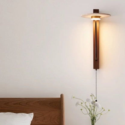 Solid Column Travertine Round Shade LED Wall Sconce Lamp