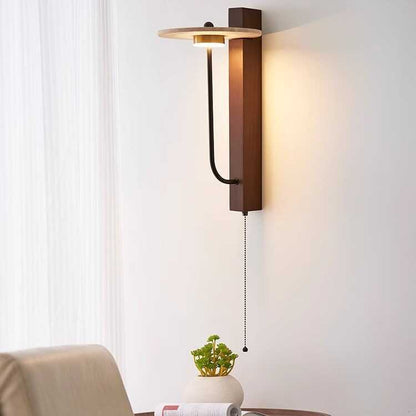 Solid Column Travertine Round Shade LED Wall Sconce Lamp