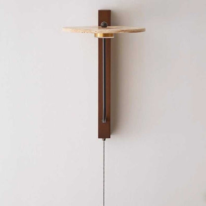 Solid Column Travertine Round Shade LED Wall Sconce Lamp