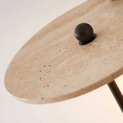 Solid Column Travertine Round Shade LED Wall Sconce Lamp