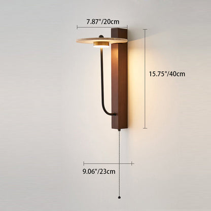 Solid Column Travertine Round Shade LED Wall Sconce Lamp