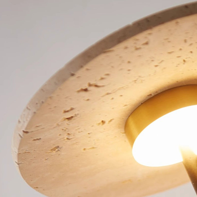 Solid Column Travertine Round Shade LED Wall Sconce Lamp