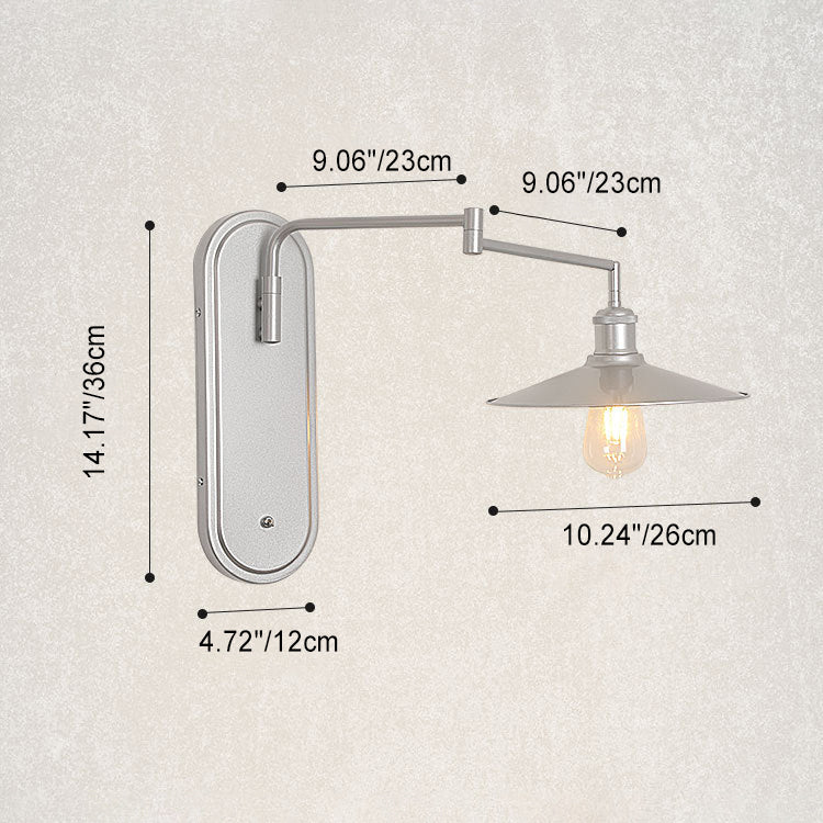 Industrial Iron Conical Shade 1-Light Wall Sconce Lamp