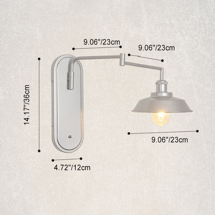 Industrial Iron Conical Shade 1-Light Wall Sconce Lamp