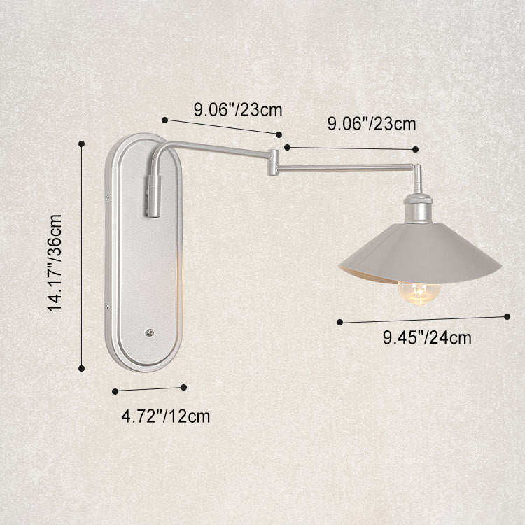 Industrial Iron Conical Shade 1-Light Wall Sconce Lamp