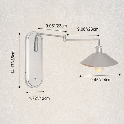 Industrial Iron Conical Shade 1-Light Wall Sconce Lamp