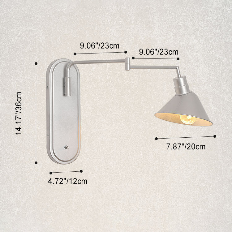 Industrial Iron Conical Shade 1-Light Wall Sconce Lamp