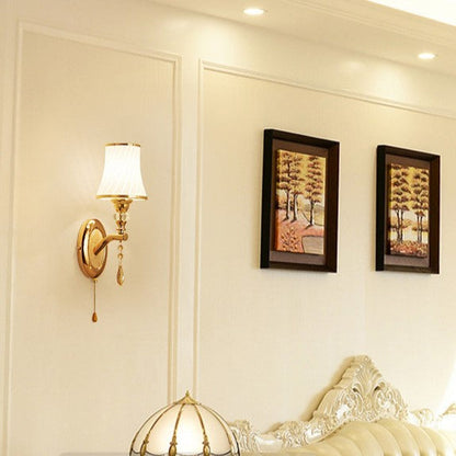 Zinc Alloy Glass Curved Shade 1-Light Wall Sconce Lamp