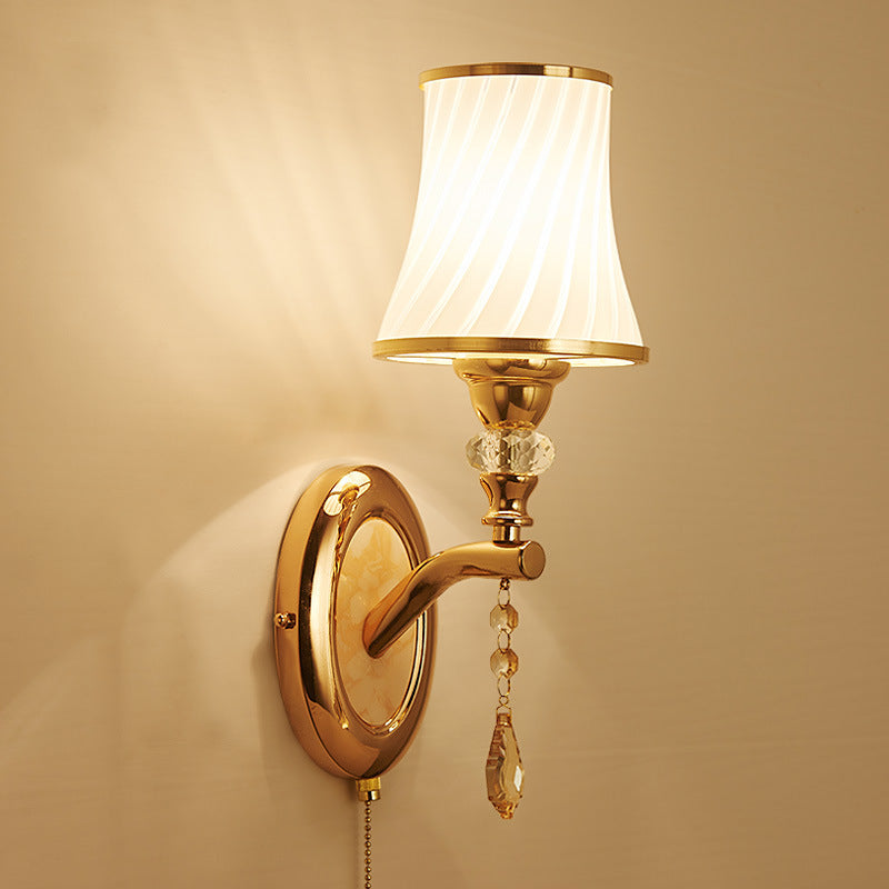 Zinc Alloy Glass Curved Shade 1-Light Wall Sconce Lamp