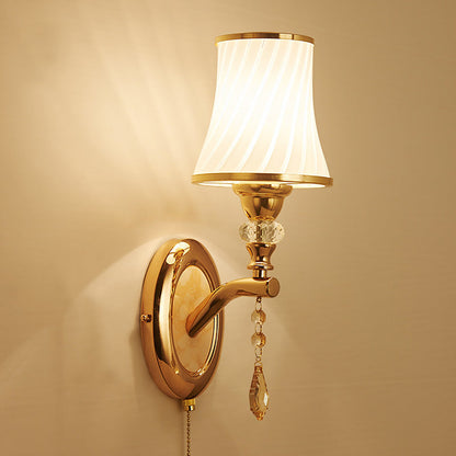Zinc Alloy Glass Curved Shade 1-Light Wall Sconce Lamp