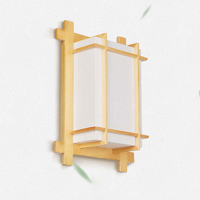 Japanese Faux Parchment Shade 2-Light Wall Sconce Lamp