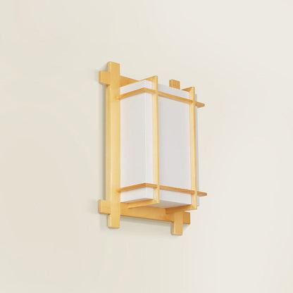 Japanese Faux Parchment Shade 2-Light Wall Sconce Lamp