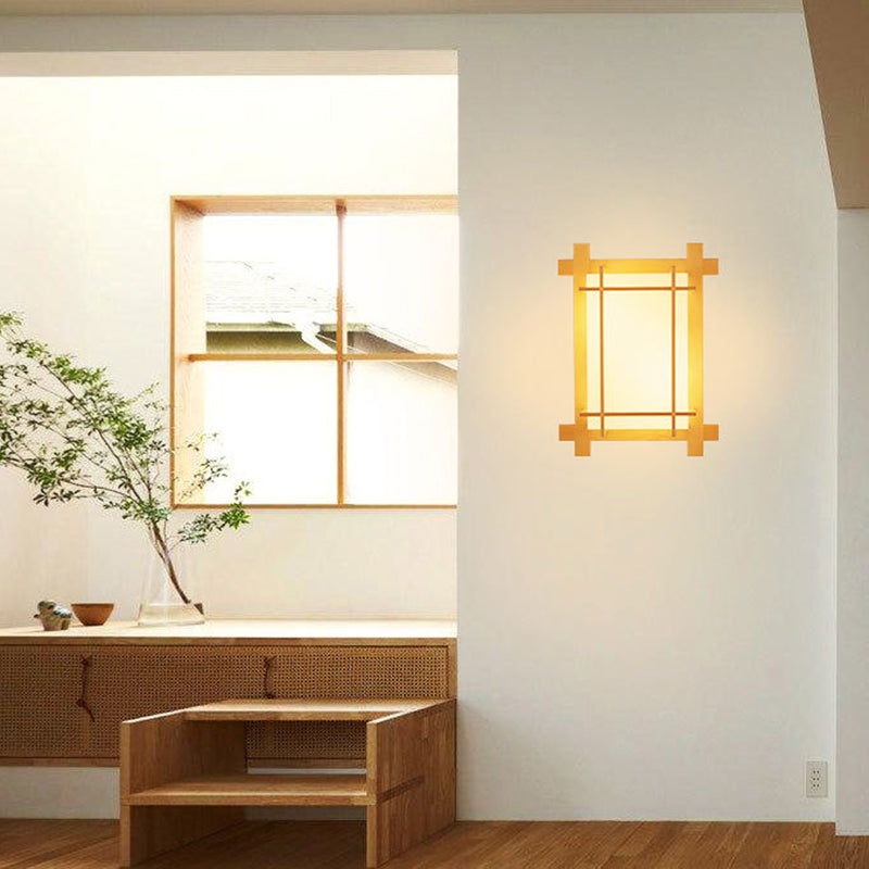 Japanese Faux Parchment Shade 2-Light Wall Sconce Lamp