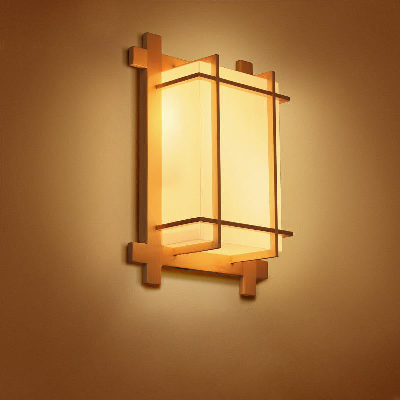 Japanese Faux Parchment Shade 2-Light Wall Sconce Lamp