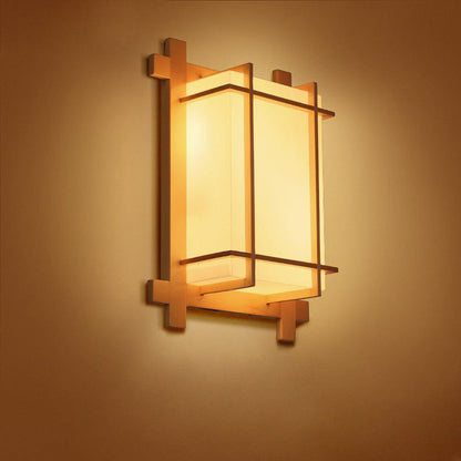 Japanese Faux Parchment Shade 2-Light Wall Sconce Lamp