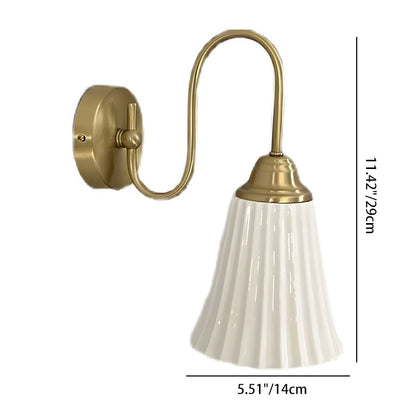 French Ceramic Pleated Shade 1-Light Wall Sconce Lamp
