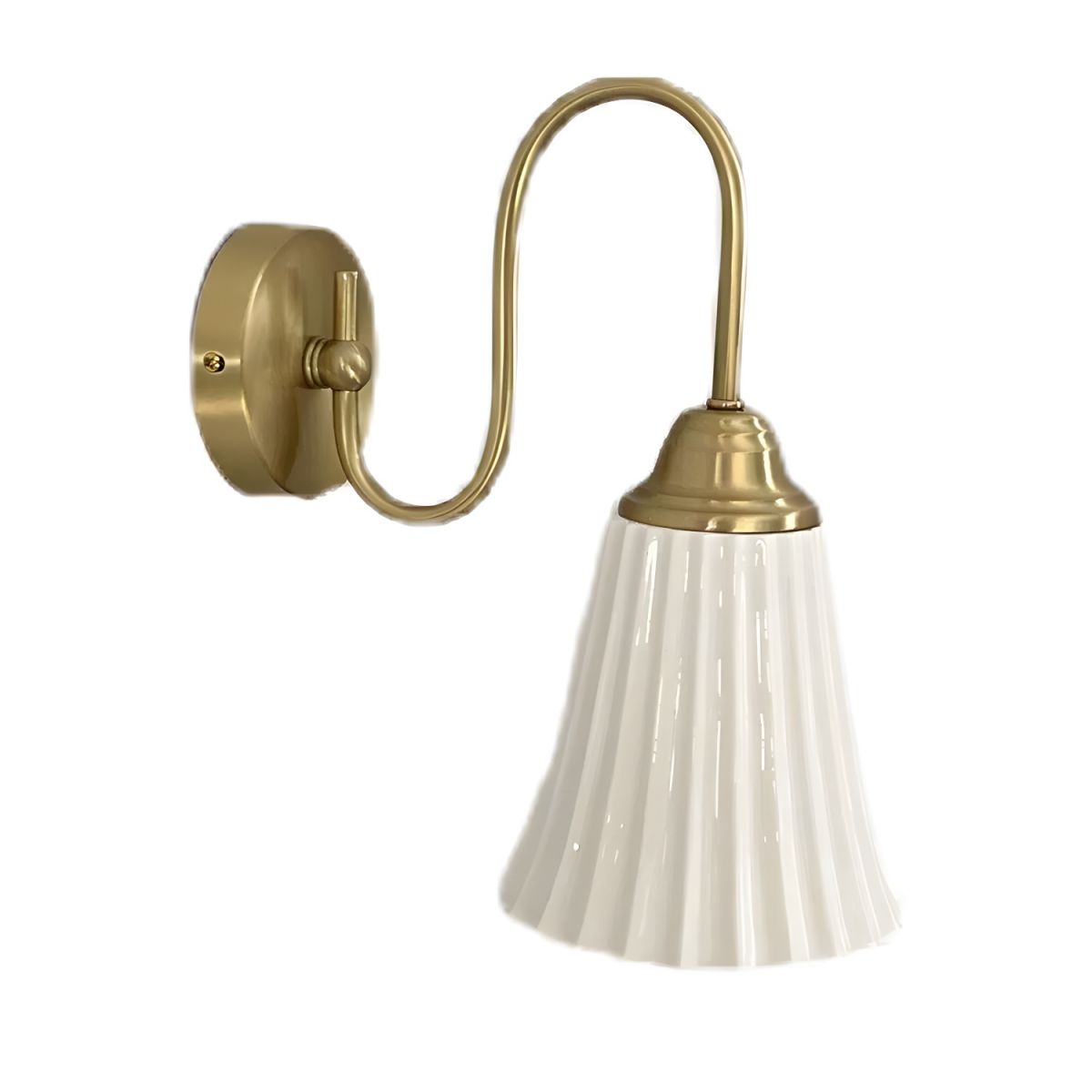 French Ceramic Pleated Shade 1-Light Wall Sconce Lamp