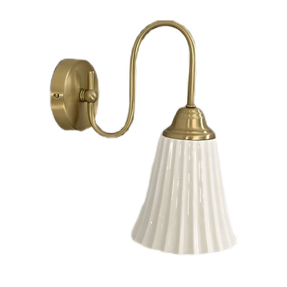 French Ceramic Pleated Shade 1-Light Wall Sconce Lamp