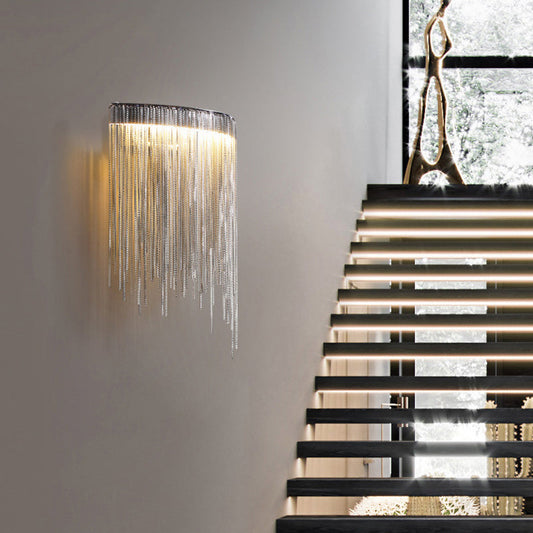 Stainless Aluminum Tassel Chain Arc LED Wall Sconce Lamp