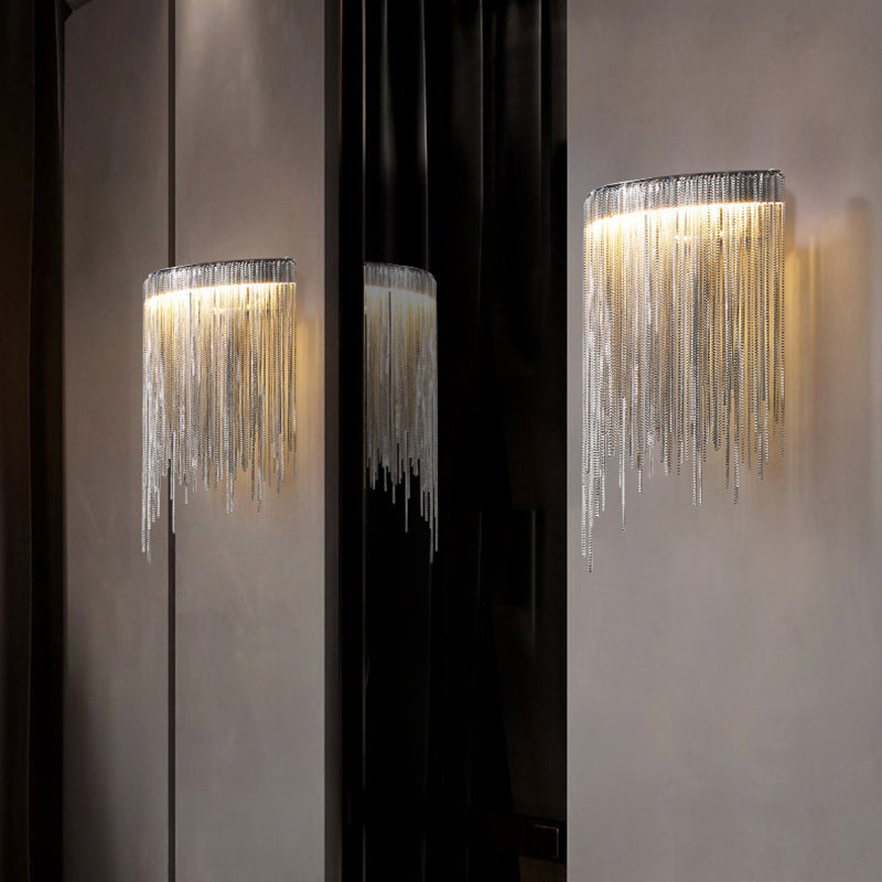 Stainless Aluminum Tassel Chain Arc LED Wall Sconce Lamp