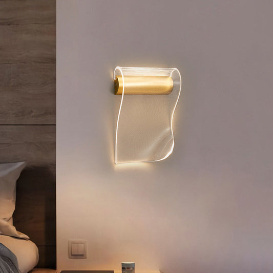 Corrugated Acrylic Shade Hardware LED Wall Sconce Lamp