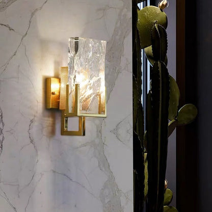 Metal Crystal Rectangular Shade 1-Light Wall Sconce Lamp