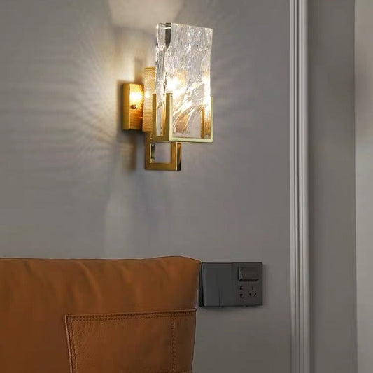 Metal Crystal Rectangular Shade 1-Light Wall Sconce Lamp