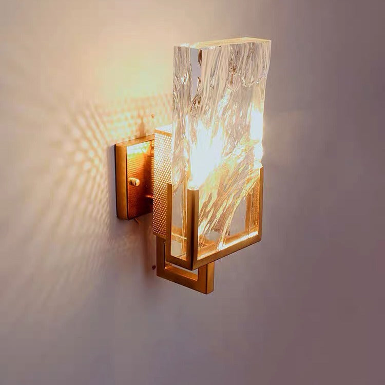 Metal Crystal Rectangular Shade 1-Light Wall Sconce Lamp
