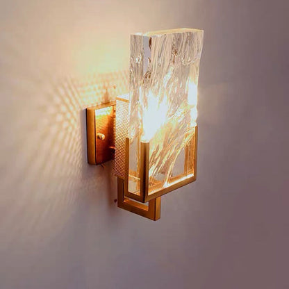 Metal Crystal Rectangular Shade 1-Light Wall Sconce Lamp