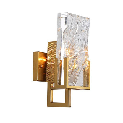 Metal Crystal Rectangular Shade 1-Light Wall Sconce Lamp