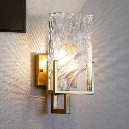 Metal Crystal Rectangular Shade 1-Light Wall Sconce Lamp