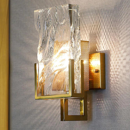 Metal Crystal Rectangular Shade 1-Light Wall Sconce Lamp