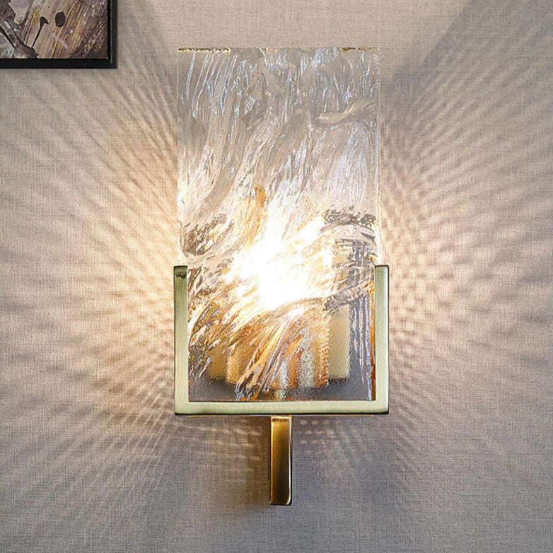 Metal Crystal Rectangular Shade 1-Light Wall Sconce Lamp
