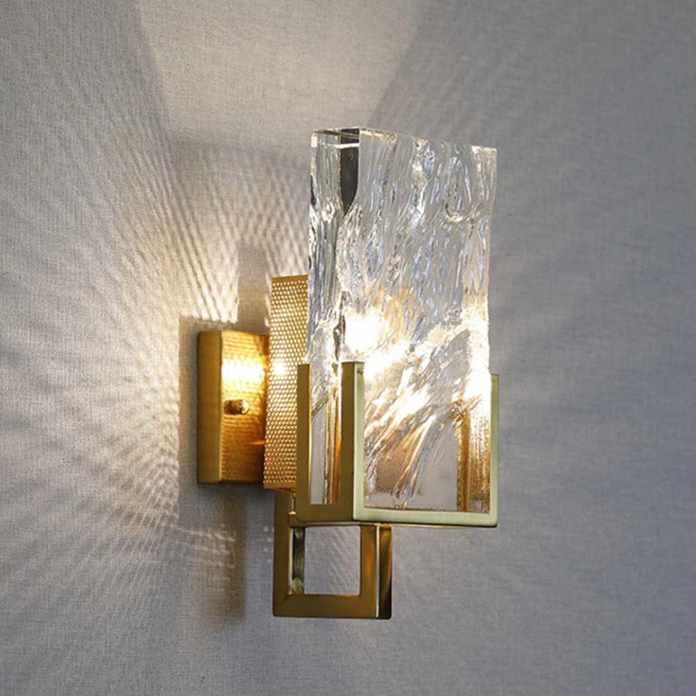 Metal Crystal Rectangular Shade 1-Light Wall Sconce Lamp