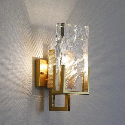Metal Crystal Rectangular Shade 1-Light Wall Sconce Lamp