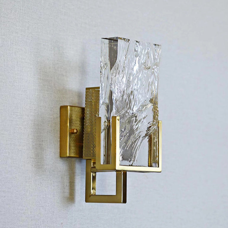 Metal Crystal Rectangular Shade 1-Light Wall Sconce Lamp
