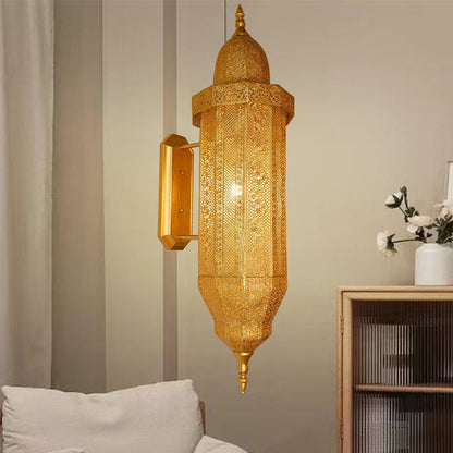 Hollow Carved Iron Column 1-Light Wall Sconce Lamp