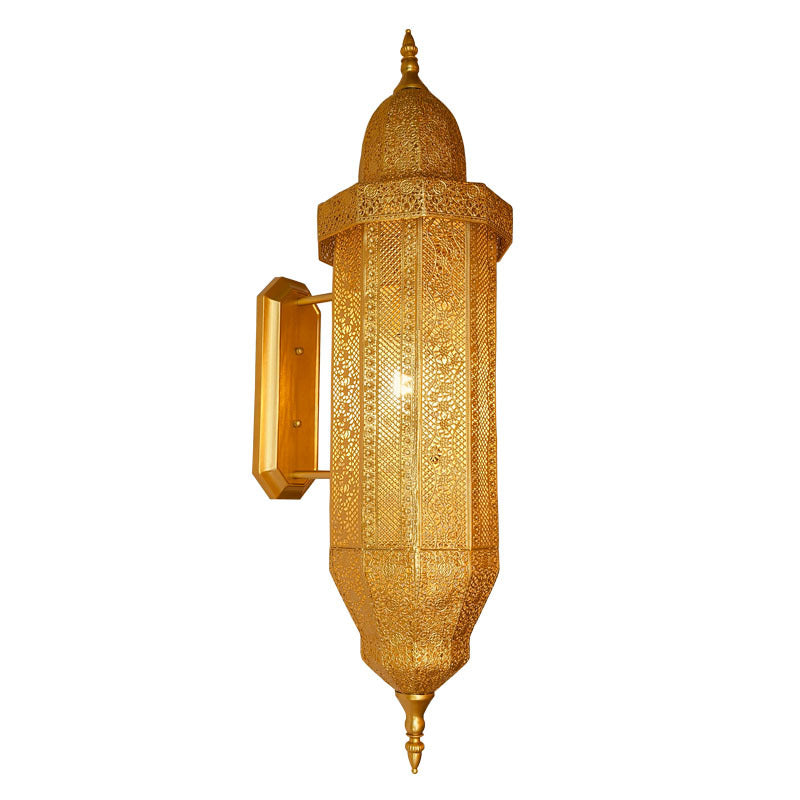 Hollow Carved Iron Column 1-Light Wall Sconce Lamp