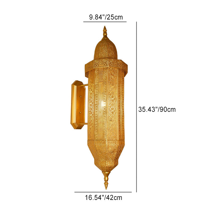 Hollow Carved Iron Column 1-Light Wall Sconce Lamp