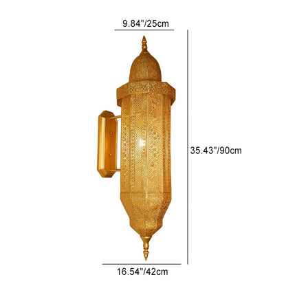 Hollow Carved Iron Column 1-Light Wall Sconce Lamp