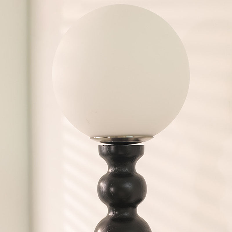 French Wood Rod Glass Ball Shade 1-Light Wall Sconce Lamp