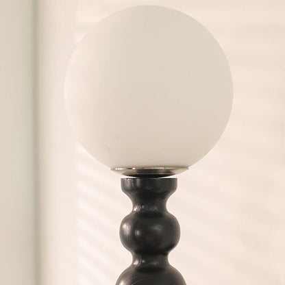 French Wood Rod Glass Ball Shade 1-Light Wall Sconce Lamp
