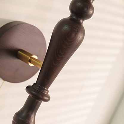 French Wood Rod Glass Ball Shade 1-Light Wall Sconce Lamp