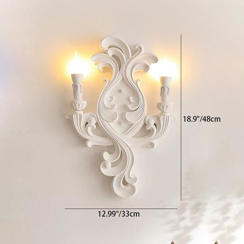 French Carving Plaster Candelabra 1-Light Wall Sconce Lamp