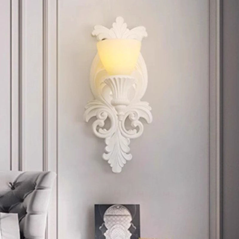 French Carving Plaster Candelabra 1-Light Wall Sconce Lamp