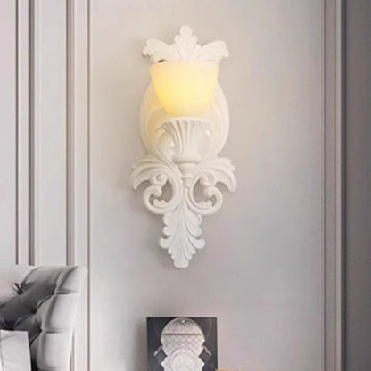French Carving Plaster Candelabra 1-Light Wall Sconce Lamp
