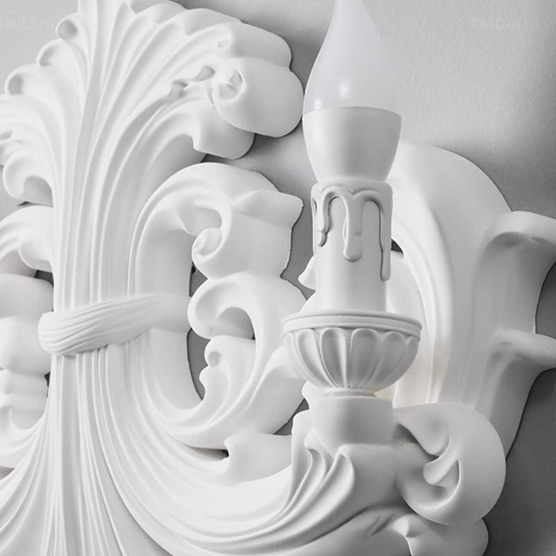 French Carving Plaster Candelabra 1-Light Wall Sconce Lamp