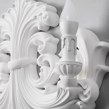 French Carving Plaster Candelabra 1-Light Wall Sconce Lamp