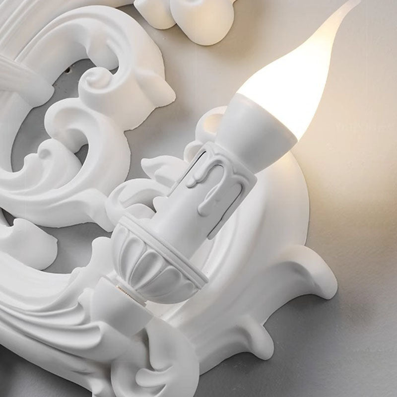 French Carving Plaster Candelabra 1-Light Wall Sconce Lamp
